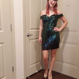 Green Sequin Mini Dress